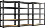 REIBII Storage Shelves 2020LBS Garage Shelving Heavy Duty 5 Tier Metal Shelving Adjustable Utility Shelf Rack for Garage Pantry Closet Kitchen Basement 28" W x 12" D x 59.8" H, 3 Pack