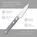 Misen 3.5" Paring Knife – Precision Kitchen Knife - High-Carbon Stainless Steel Blade – Ergonomic Handle for Peeling, Trimming, and Slicing – Lightweight, Versatile Tool for All Culinary Tasks - Gray