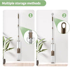 CQT Commercial Flat Microfiber Floor Mop Cleaning System 24" Inch Wet Dry and Dust Hardwood with 4 Washable Pads Cleaner for Laminate Tile Stainless Steel Handle and Extension (PT14 Brown)