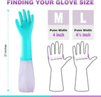Elgood Reusable Long Sleeve Dishwashing Cleaning Gloves with Latex Free,Cotton Lining,Kitchen Gloves 2 Pairs,Purple+Blue L