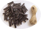 DurReus Small Wood Clothespins Cute Clip Photo Holders DIY Art Craft Display with Jute Twine Brown Pack 50