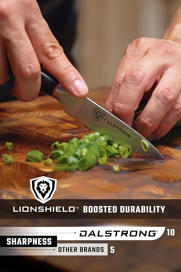 Dalstrong 2 Piece Set - Chef Knife 8 inch & Paring Knife 4 inch - Shogun Series ELITE - Damascus - Japanese AUS-10V Super Steel - G10 Black Handle - Razor Sharp - Full Tang Chef's Knife - Sheath
