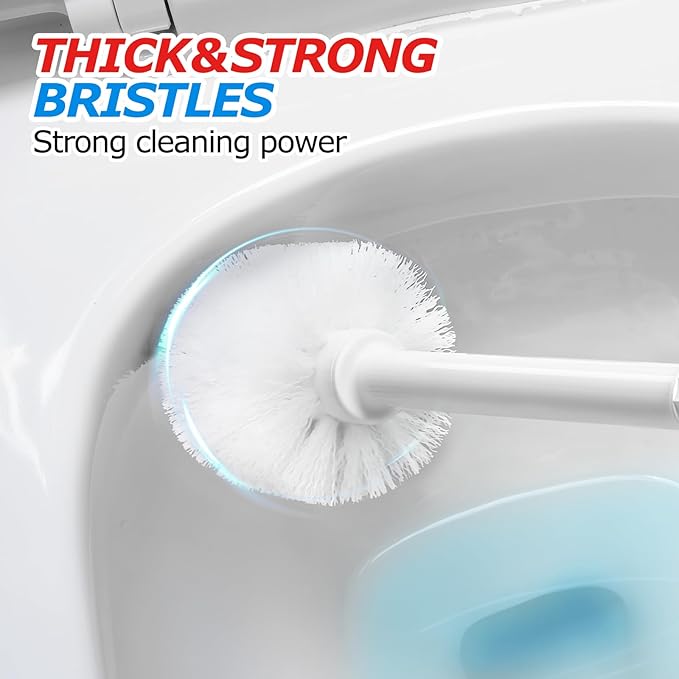2 in 1 Toilet Brush and Plunger Set, Toilet Bowl Brush Plunger Set,Extended Handle Plunger,Bathroom Cleaning Tools,Toilet Brush Plunger Combo,Cleaning Brush（Pearl White，20.8inch）