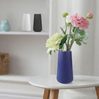Navy Blue Ceramic Vase, GUKJOB Small Cute Flower Vase for Pampas Grass, Home, Living Room, Dining Table, Farmhouse, Office Decor, Bedroom, Table, and Kitchen Shelf (Navy Blue)
