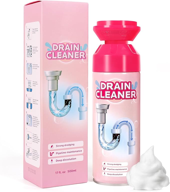 Foaming Drain Cleaner Clog Remover: Sink Cleaner Pipe Clogged Opener for Kitchen Bathroom Toilet Tubs and Showers (1 Pack)