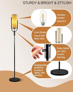 Lightdot 64.6IN Black Floor Lamp Dimmable Linen Shade LED Floor Lamps with 3000K Soft Warm White for Wedding/Party, Modern Tall Lamp for Living Room/Bedroom (Bulbs Included)