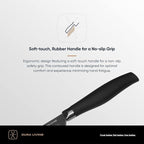 DURA LIVING Steak Knives, Steak Knives Set of 4, Nonstick Titanium High Carbon Stainless Steel Serrated Steak Knife, Soft Grip Handle, With Sheaths, Black Knife Set