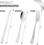 144 Pack Silver Premium Plastic Cutlery Disposable Silverware Set - 48 Forks, 48 Knives, 48 Spoons - For Catering, Parties, Dinners, Weddings, and Everyday Use, Plastic box packaging