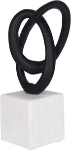 Cruiser’s Caché Entwined Love Sculpture, Artisan-Made Cast Aluminum with Black Anthracite Finish, Natural Marble Base, 10"