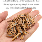 HAHIYO Brown Wooden Clothes Pins Clothespins Mini Aviod Fall Apart 1 Inches Length 80 Pack Strong Springs No Rust No Discoloration for Laundry Bathroom DIY Craft Photos Food Opened Bags