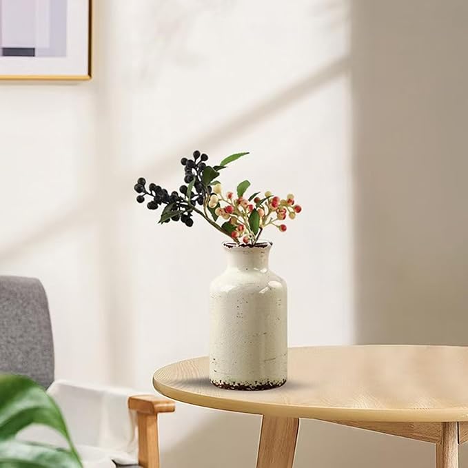 Small Ceramic Vase Set of 3,Small Flower Vase for Home Decor,Rustic Farmhouse Vases for Living Room,Table Shelf,Centerpieces,Fireplace and Entrance,Decorative Vases for Flowers Three Colors