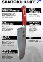 Dalstrong Santoku Knife - 7 inch - Gladiator Series - High Carbon German Steel - Crimson Red ABS Handle Kitchen Knife - Vegetable Knife - Sheath Included - Cooking Chef Knife - NSF Certified