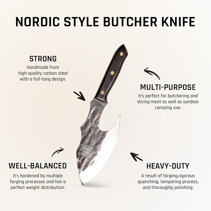 COOLINA Machado Handmade Butcher Knife, Macho Cleaver Knife for all Heavy-duty Chopping, Cutting Meat, Vegetables