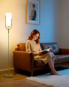 Lightdot 64.6IN Gold Floor Lamp Dimmable Linen Shade LED Floor Lamps with 3000K Soft Warm White for Wedding/Party, Modern Tall Lamp for Living Room/Bedroom (Bulbs Included)