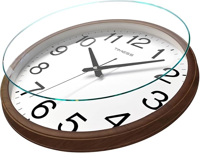 Wall Clock, Classic Wood Style Finish, 13 Inch Non-Ticking Silent Battery Operated Analog Clock, Ideal Retro Decor for Home, Bedroom, Living Room, Kitchen, Bathroom, Office(Wood Brown)