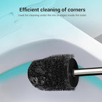 Compact Size Toilet Brush & Holder, 2 Pack, Stainless Steel Handle, Space Saving for Storage, Drip-Proof, Easy to Assemble, Black