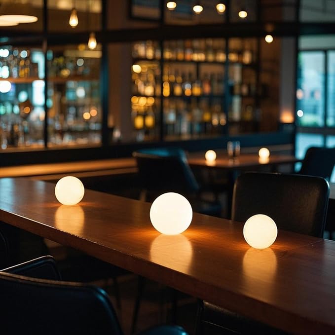 LED Ball Light, 6-inch Glowing Orb Light, Rechargeable Globe Lamp, Dimmable Mood Light W/Remote, Waterproof Ambient Lighting Lamp for Desk Bedroom Bathroom Patio