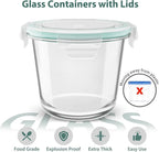 3 Cup Glass Meal Prep Containers With Turquoise Lids, Airtight 23oz glass Storage Container Set, Heat-Resistant BPA-Free for feeding the Southern Starter, Microwave, Dishwasher, Freezer Safe (4 Packs)