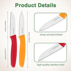 Paring Knife Set 6PCS, Ultra Sharp Kitchen Knives, Cutting & Peeling Knives, Kitchen Knives for Home Essentials, PP Plastic Handle-Multicolored