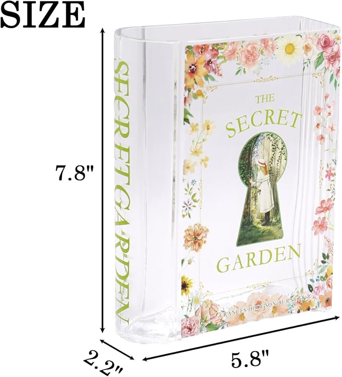 Book Vase for Flowers, Glass Book Shaped Vase, Clear Flower Vases, Book Glass Vases for Bedroom, Living Room, Office, Bookshelf, Coffee Table, Book Lovers Gifts(SG)