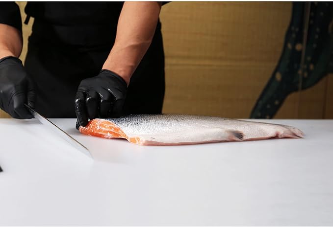 YOUSUNLONG Sakimaru Knife 15 inch(380mm) Ultimate Japanese Damascus Steel Fillet Knives Suitable for cutting tuna and salmon-Natural Ebony Handle With Leather Sheath