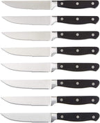 Amazon Basics 8-Piece Kitchen Steak Knife Set, 4.5", Black