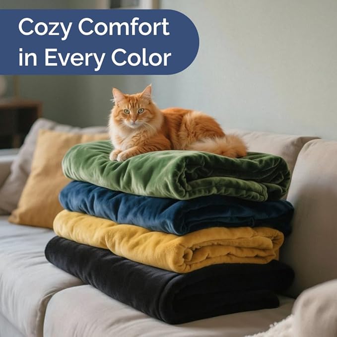 Ultra Soft Fleece Blanket Throw Size - Flannel Fleece Luxury Throw Blanket - Lightweight for Couch Bed Chair - Thick, Warm & Breathable - All Season Cozy Fuzzy, Anti-Static Microplush Bedding, Olive