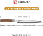 KEEMAKE Sashimi Sushi Knife Japanese - 9.5 inch Yanagiba Knife Japanese VG10 Stainless steel Single Bevel Blade, Perfect Rosewood Handle Filleting & Slicing Knives