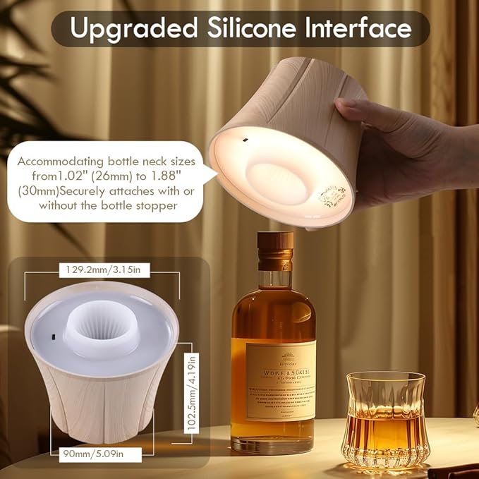 WILIT Wireless Bottle Lamp Shades for Table Lamps, 3 Level Brightness Bottle Lights for Liquor Bottles Topper, Led Bar Table Lamp, Home Bar Decor, Room Decor Accessories, Gifts for Men Women