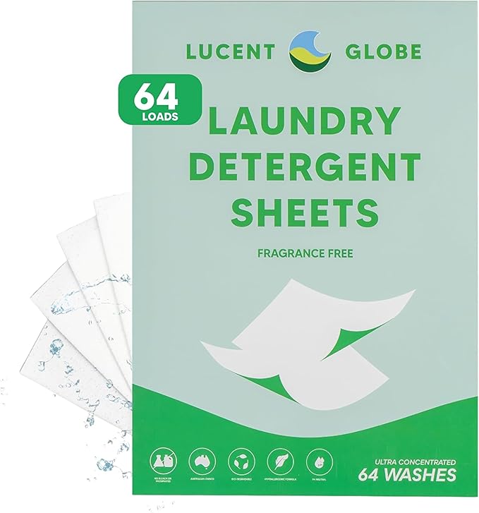 Laundry Detergent Sheets - Pre-Measured Laundry Sheets - Powerful Stain Removal - Gentle on Skin & Fabrics - Works in All Washers - Convenient and Travel Friendly (Fragrance Free)