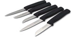 Kitchen Utility Knife - MATTSTONE HILL 4 Inch Serrated Paring Knife, Vegetable Knife, Slim Blade, Premium Stainless Steel, Semi Soft Handle, Black