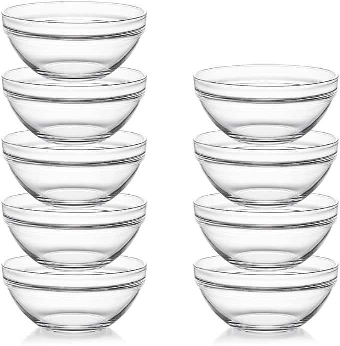 Sweejar 3.5 inch Small Glass Bowls Set, 5 oz Prep Bowls for Cooking, Small Bowls for Kitchen, Dessert Bowls for Ice Cream, 9 pack