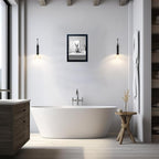 Kids Bathroom Decor, Black and White Cute Animal Canvas Wall Art, Funny Rabbit in Bathtub, Framed Farmhouse Picture Wall Decor Print Artworks for Bathroom