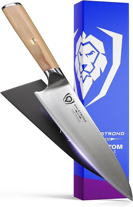 Dalstrong Chef Knife - 8 inch - Phantom Series - Japanese High-Carbon AUS8 Steel Kitchen Knife - Olive Wood Handle - Cooking Knife - Chef's Knife - w/Sheath
