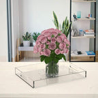 NIUBEE Acrylic Serving Tray 14x18 Inches -Spill Proof- Clear Decorative Tray Organiser for Ottoman Coffee Table Countertop with Handles