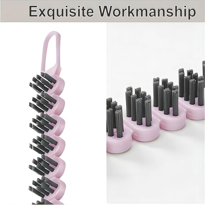 Crevice Cleaning Brush Hard Bristle Grout Brush Scrub Brush Toilet Brush Cleaning Tools Cleaning Supplies for Household Use Bathroom Kitchen 3 Pcs (Black&Pink)