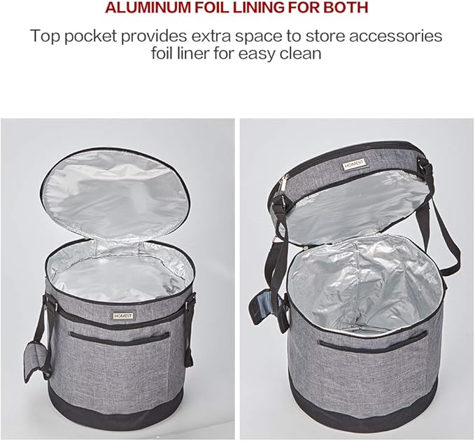 HOMEST 2 Compartments Carry Bag for 8 Quart Instant Pot, Pressure Cooker Travel Tote Have Accessory Pockets for Spoon, Measuring Cup, Steam Rack, Insulated Carrier with Easy to Clean Lining, Grey