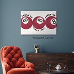 Wodkodnxy Red 8 Ball Poster, Lucky Me Lucky You Lucky Us Quote Canvas Wall Art, Playful Billiards Balls Picture Print, Retro 8ball Pool Painting for Bar Cart Game Room Man Caves Wall 24x36in Unframed