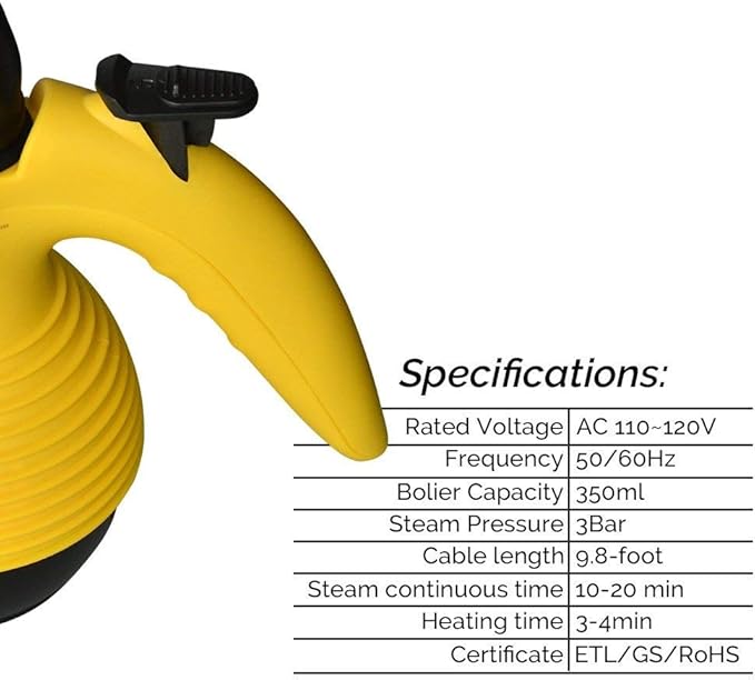 Comforday Multi-Purpose Handheld Pressurized Steam Cleaner with 9-Piece Accessories, Perfect for Stain Removal, Curtains, Car Seats, Floor, Carpet, Window Cleaning