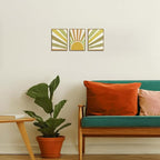 Bwodke Boho Wall Art, Framed Abstract Sunshine Wall Art, Sun Rising Neutral Canvas Wall Decor, Mid Century Geometric Pictures Set of 3, Minimalist Paintings, for Bedroom Living Room Bathroom 12"x16"