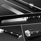 SHAN ZU 8" Bread Knife - Sourdough Slicing Knife Professional German 1.4116 Stainless Steel Serrated Blade, Ergonomic Wood Handle & Full Tang Design, Gift Box Included(Single-Edge)