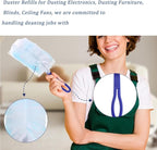 30 Pack Duster Refills Compatible with Swiffer Duster, Heavy Duty Multi Surface Duster Replacement with 1 Extra Handle for Cleaning Furniture, Blinds, Ceiling Fans and Car