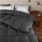 SNOWMAN Premium Down Comforter Queen Size, Luxurious All Season Duvet Insert with Cotton Blended Fabric, 37oz Fill Weight 3D Baffle Box Design Hotel Bedding Comforter (Dark Grey,90"x90")
