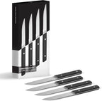 Misen Steak Knives Set of 4 - Precision Serrated Blades for Effortless Dining - Stainless Steel - Superior Cuts with Four Steak Knives Handles - Black