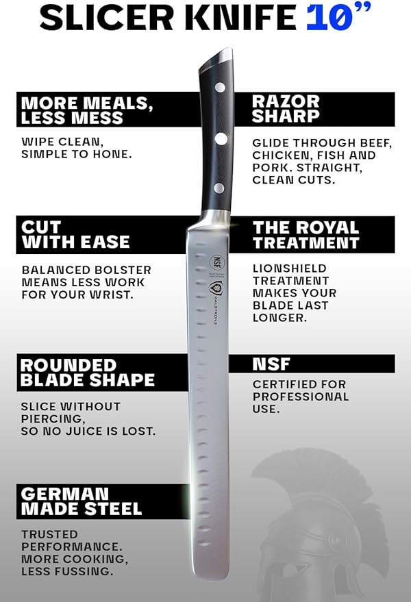 Dalstrong Slicing Carving Knife - 10 inch - Granton Edge - Gladiator Series Elite - Forged High-Carbon German Steel Kitchen Knife Gift- G10 Handle - w/Sheath - NSF Certified