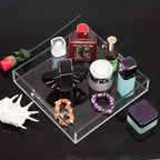 Clear Sturdy Acrylic Serving Tray with Handles - 10x10Inch - Coffee, Appetizer, Breakfast, Butler Tray - Kitchen Countertop & Vanity Table Organizer