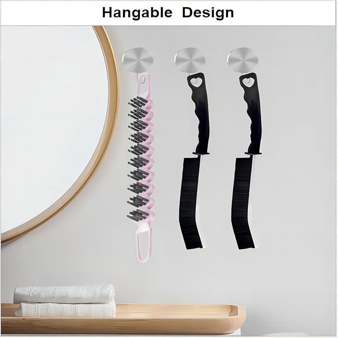 Crevice Cleaning Brush Hard Bristle Grout Brush Scrub Brush Toilet Brush Cleaning Tools Cleaning Supplies for Household Use Bathroom Kitchen 3 Pcs (Black&Pink)
