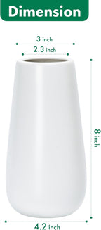 D'vine Dev 8 Inch White Elegant Oval Ceramic Vase for Flowers, Home Décor Vase with Design Box, VS-LD-A-4