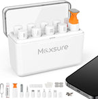 12 in 1 Phone Cleaning Kit, Airpods Cleaning Kit, Port Cleaner for iPad/Phone Charging Repair & Restore Tool,Multi Cleaner Tool Kit for USB C Port/Lightning Cables, Fix Unreliable Charging,White