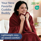 Ultra Soft Fleece Blanket Twin Size - Flannel Fleece Luxury Twin Blanket - Lightweight for Couch Bed Chair - Thick, Warm & Breathable - All Season Cozy Fuzzy, Anti-Static Microplush Bedding, Burgundy